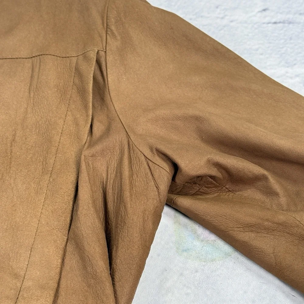 Vintage Remy‎ Mens Size 44 Leather Bomber Jacket Camel Brown Butter Soft Zip USA